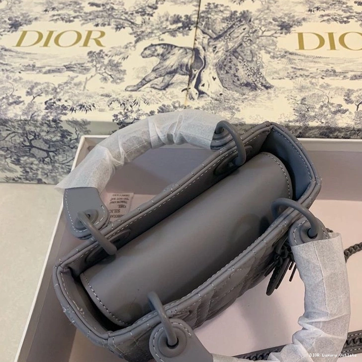 Cheap Bag Calfskin Ultramatte Cannage Dior Mini Lady Grey 0727 Luxury